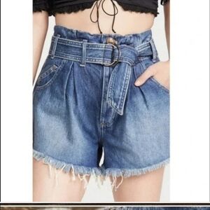 We The Free See You Sometime  Paper Bag High Waist Frayed Jean Shorts Small